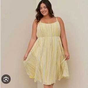 Torrid Yellow Striped Chiffon Midi Dress Size 6X